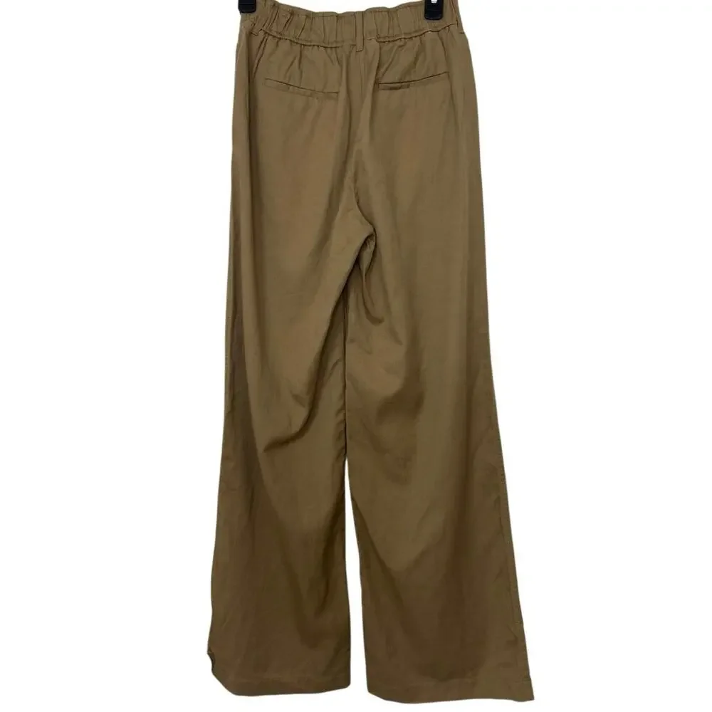 Quince Drapey Twill Pleated Wide Leg Trouser Pants Baywood NWT 2 Cotton Linen